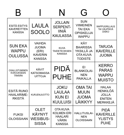 BLANKONJUOTTOBINGO Card