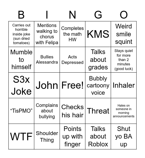 Henry Bingo Card