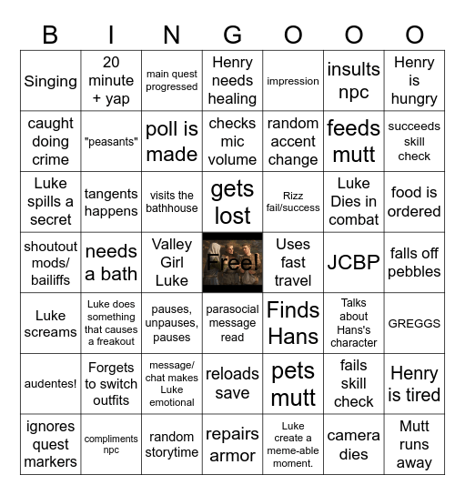 April 15th Stream Bingo Card