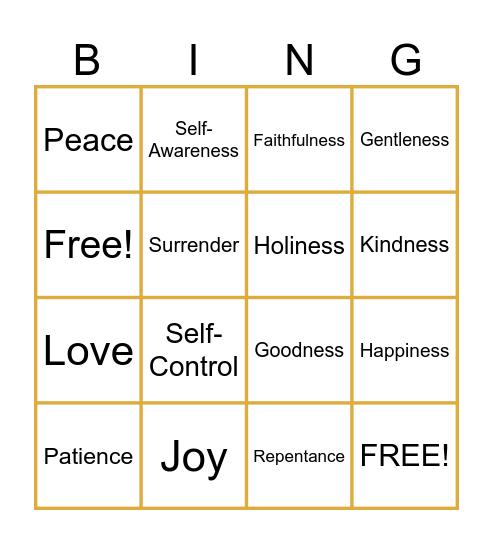 FRUITS OF THE HOLY SPIRIT Bingo Card