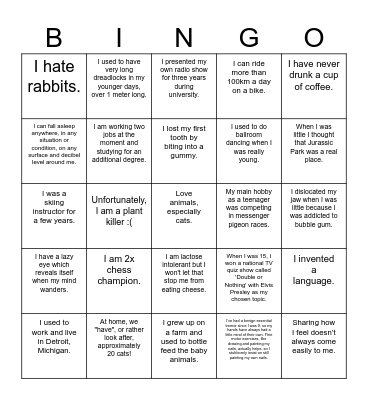 OFFICE OLYMPICS - BINGO Card