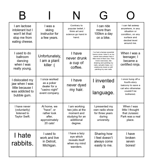 OFFICE OLYMPICS - BINGO Card