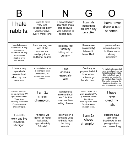 OFFICE OLYMPICS - BINGO Card
