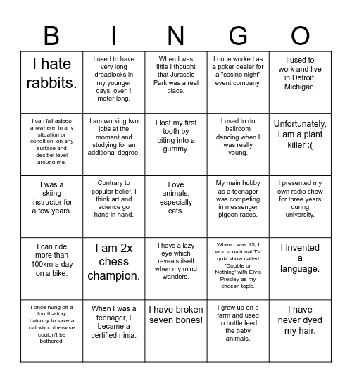 OFFICE OLYMPICS - BINGO Card