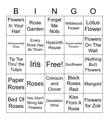 In Bloom Bingo Card