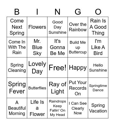Spring Time Bingo Card