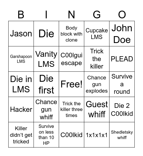 007n7 bingo Card