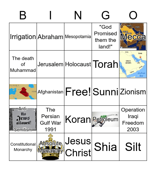 Middle East Bingo Card