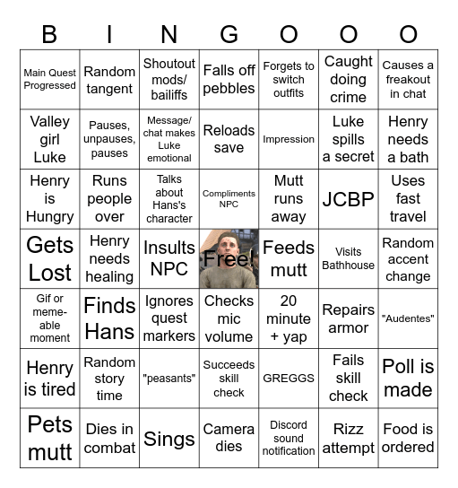 April 15th Stream Bingo Card