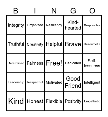 My Greatness Is. . . Bingo Card