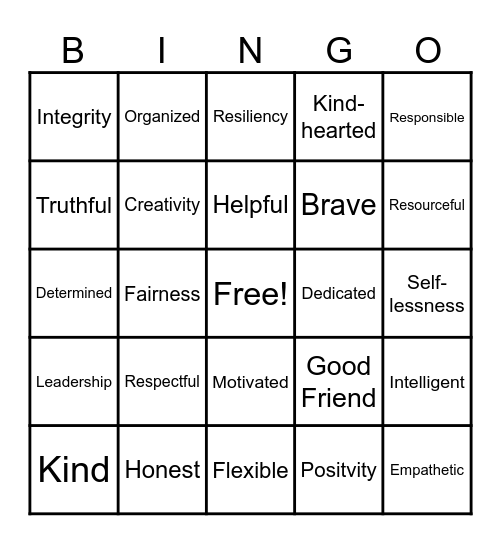 My Greatness Is. . . Bingo Card