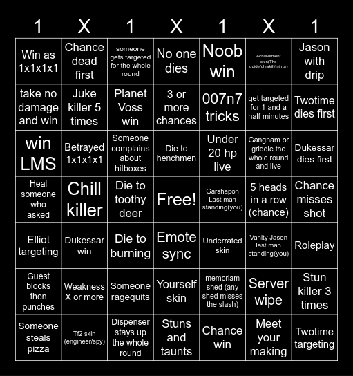 Forsaken bingo Card