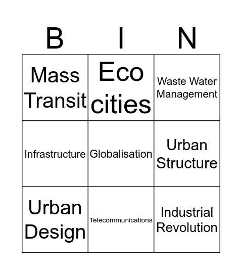 Connecting People and Place Bingo Card