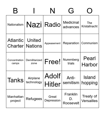 WWII Bingo Card