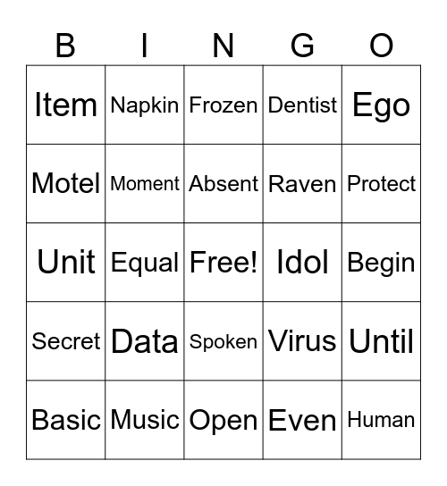UFLI Lesson 68 Bingo Card