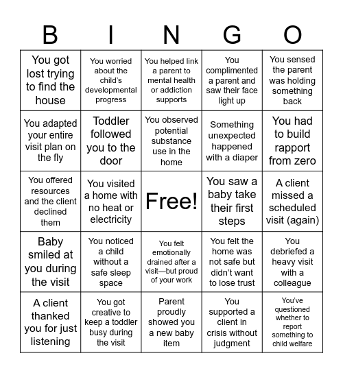 Home Visiting Bingo Card