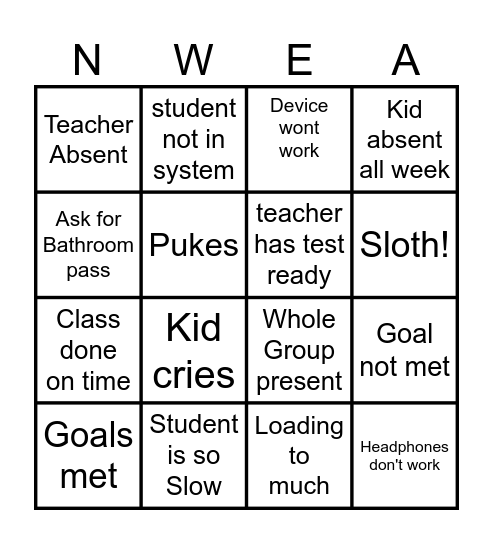 Para Team Bingo Card