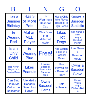 Parkland-TC Baseball Bingo Card