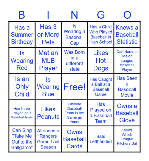 Parkland-TC Baseball Bingo Card
