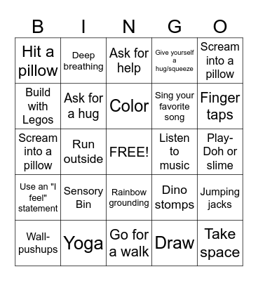 Coping Skills BINGO Card