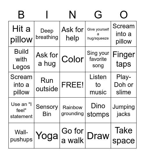 Coping Skills BINGO Card