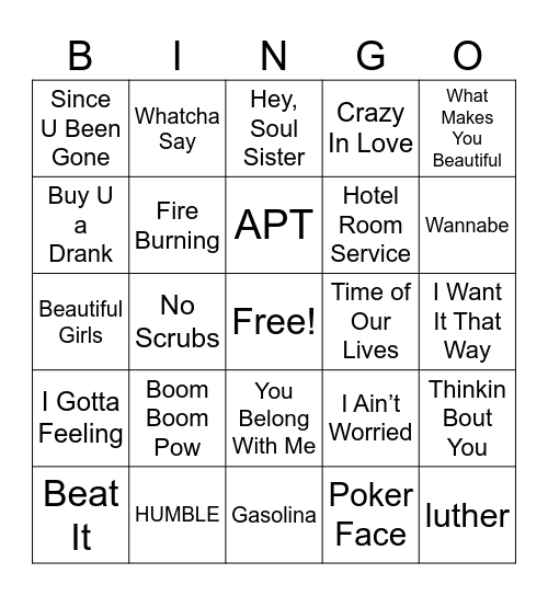 P1 Singo Bingo Card