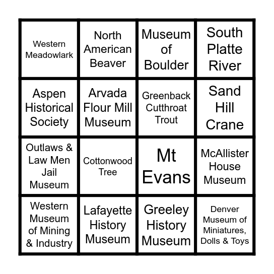 Affiliate and Nature Bingo Card