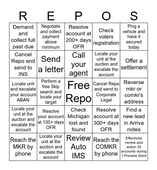 REPO BINGO Card