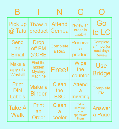 BPU 2025 Lab Week Bingo Card