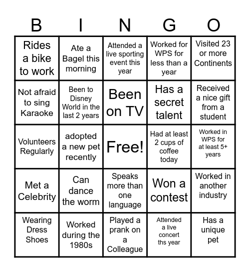 Meet n Greet Bingo Card