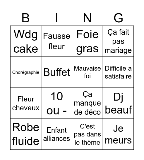 Chic et champêtre Bingo Card