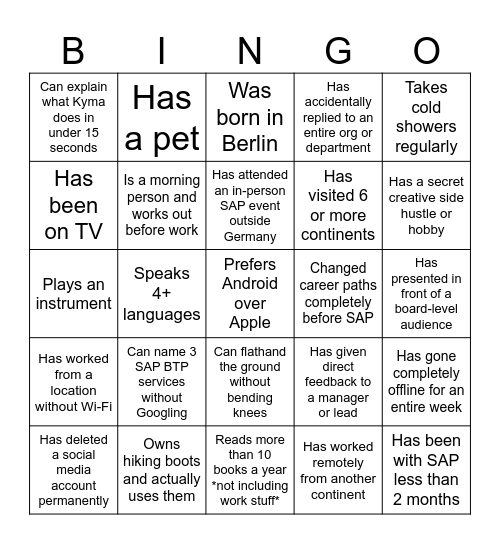 ET Apero Bingo Card