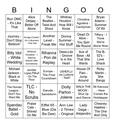 AB Music Bingo Card
