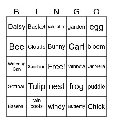 Spring Bingo Card