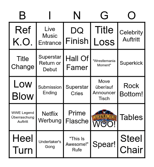 Wrestlemania 41 Bingo Card