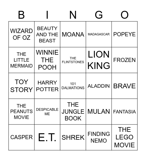 MOVIE BINGO Card