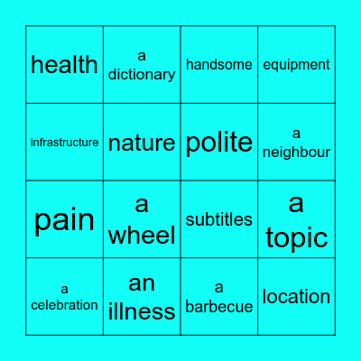 Words Bingo Card