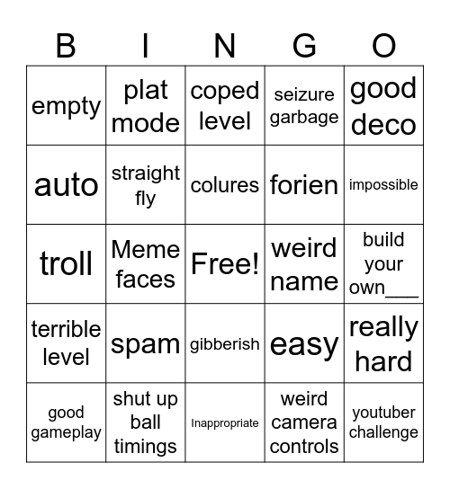 Recent Tab Bingo Card