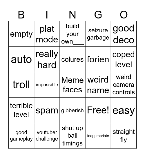 Recent Tab Bingo Card