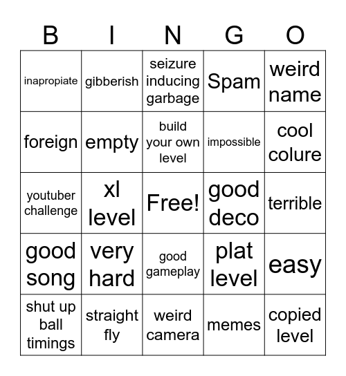 Recent Tab Bingo Card