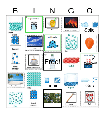 States of Matter Bingo Card