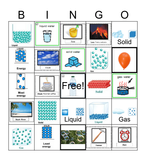 States of Matter Bingo Card