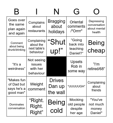 Mum bingo Card