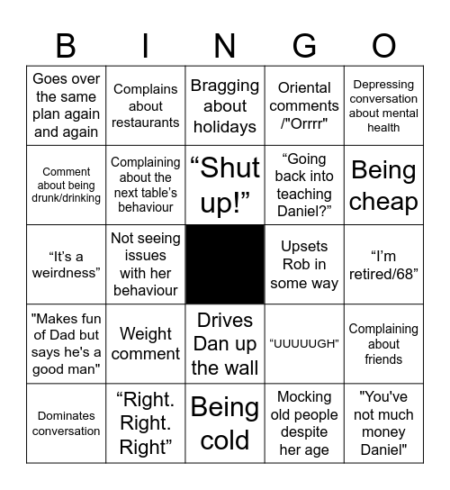 Mum bingo Card
