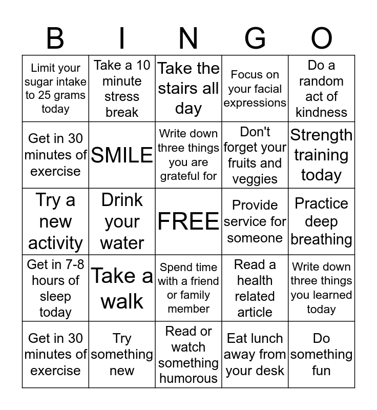 Balance Bingo Card