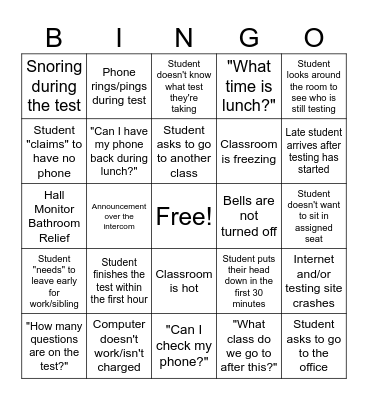 Testing Bingo Card