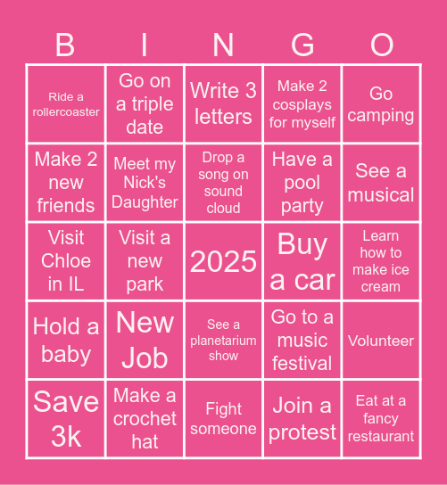 2025 Bingo Card