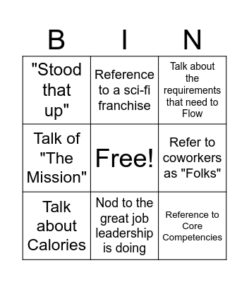 Townhall Bingo Card