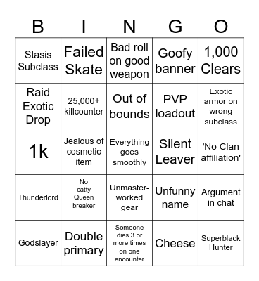 Fireteam finder bingo Card