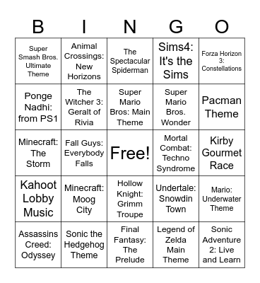Video Game 2025 Bingo Card